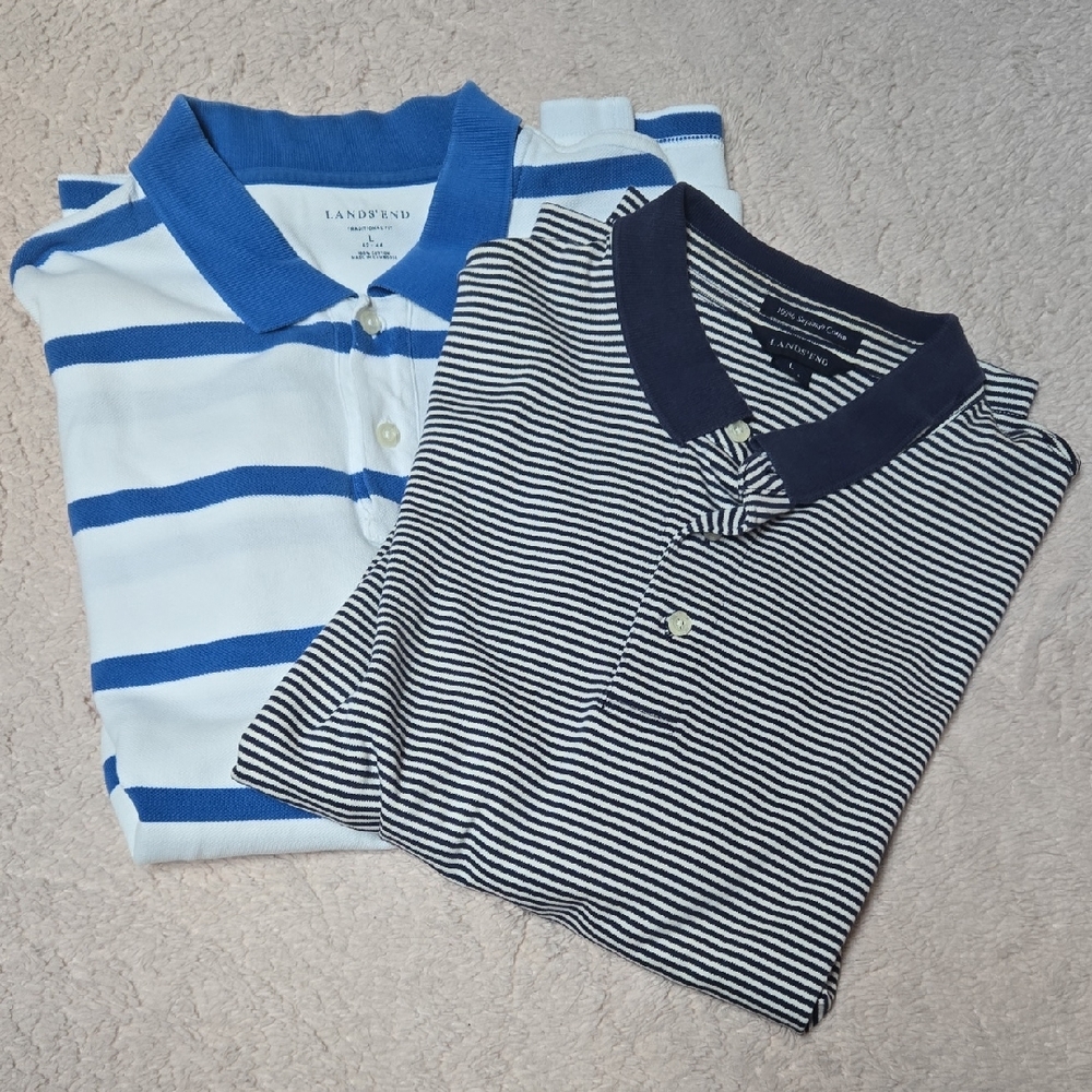 LANDS END Striped Polo Shirts